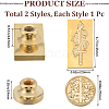 CRASPIRE 2Pcs 2 Styles Golden Plated Wax Seal Brass Stamp Head AJEW-CP0007-53-2