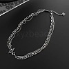 Gothic Style 304 Stainless Steel Black Enamel Link Double Layer Necklaces for Men FS-WG470F1-04-1