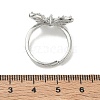 Adjustable Brass Butterfly Finger Rings with Clear Cubic Zirconia CU-CBA7E55-18P-01-5
