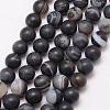 Natural Striped Agate/Banded Agate Bead Strands G-K166-12-10mm-03-1