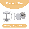 6Pcs 2 Colors Blank Hexagon Stainless Steel Ear False Plugs EJEW-FI0003-31-2