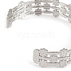 Non-Tarnish 304 Stainless Steel Hollow Flower Open Cuff Bangles for Women BJEW-K241-03C-P-3