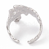 Non-Tarnish 304 Stainless Steel Wide Flower Open Cuff Ring for Women RJEW-G275-05P-3