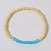 Colorful Birthstone Faceted Bicone & Brass Beaded Stretch Bracelets for Women RJ7989-3-1