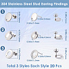 SOFPLATE 60Pcs 3 Style 304 Stainless Steel Stud Earring Findings STAS-SP0001-57-2