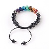 Chakra Natural Black Agate Braided Bead Bracelets BJEW-O164-A10-1