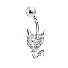 Brass Rhinestone Piercing Split Navel Ring Belly Rings WGB9F5B-01-1