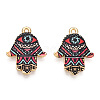 Printed Light Gold Tone Alloy Pendants ENAM-N056-206L-2