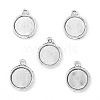 Tibetan Style Alloy Flat Round Pendant Cabochon Settings TIBEP-M022-32AS-1