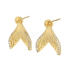 Fishtail Brass Micro Pave Clear Cubic Zirconia Stud Earring Findings KK-D102-06G-1