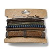 4Pcs 4 Style Adjustable Braided Cowhide Leather Cord Bracelets Set BJEW-F458-16-6