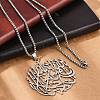 304 Stainless Steel Hollow Arabic Flat Round Pendant Box Chain Necklaces for Women Men NJEW-R013-01P-2