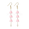 Acrylic Flower with Plastic Pearl Long Dangle Earrings EJEW-JE04941-02-1