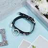 Snakeskin Print PU Leather Choker Necklaces with Alloy Rings for Women NJEW-WH20007-08-4