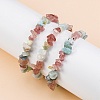 Natural Amazonite & Strawberry Quartz Chip Stretch Bracelets BJEW-JB04490-04-4