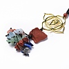 Natural Raw Red Jasper & Mixed Stone Chips Tassel Pendant Decorations HJEW-P014-01G-05-2