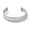 Titanium Steel Hollow Striped Open Cuff Bangles for Women BJEW-G719-07P-2