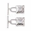 Brass Pave Clear Cubic Zirconia Toggle Clasps KK-E068-VC181-2