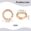 Unicraftale 12pcs Alloy Spring Gate Ring with Rhinestone FIND-UN0003-37KCG-3