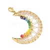 Wire Wrapped Moon Brass Pendant Decorations HJEW-TA00501-2