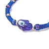 Glass Hamsa Hand with Evil Eye Braided Bead Bracelet for Women BJEW-JB09397-3