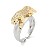 Brass Micro Pave Clear Cubic Zirconia Cuff Rings for Women Men RJEW-Z080-02GP-02-4