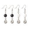 2Pair 2 Style Natural Mashan Jade with Yin Yang Long Dangle Earrings EJEW-JE04962-04-1