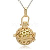 Golden Tone Brass Hollow Round Cage Pendants KK-J232-06G-1