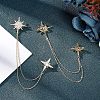  2Pcs Star with Tassel Chain Brooch Pin JEWB-NB0001-12-2