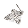 Brass Micro Pave Cubic Zirconia Stud Earring Findings with Loops CU-CBA1682-05P-2