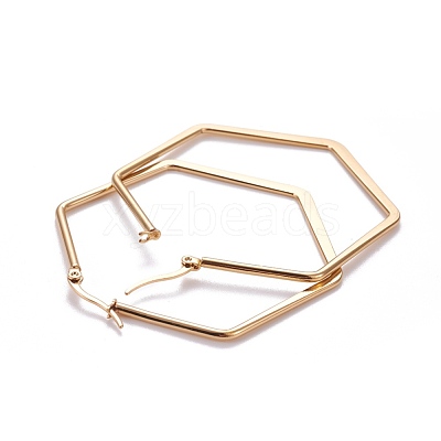 201 Stainless Steel Angular Hoop Earrings X-EJEW-F205-13G-B-1