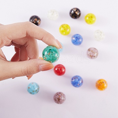 18Pcs 9 Colors Handmade Gold Sand Lampwork Beads LAMP-SZ0001-05-1