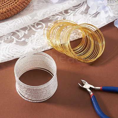 2Pcs 2 Colors Textured Iron Memory Beading Wire for Wire Wrap DIY Jewelry Making MW-TA0001-06B-1