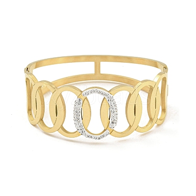 304 Stainless Steel Pave Crystal Rhinestone Hollow Out Hinged Bangles for Women BJEW-D044-07B-G-1