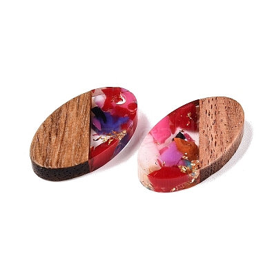 Transparent Resin and Walnut Wood Pendants RESI-T057-03L-1