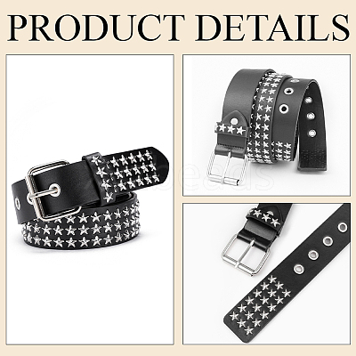 Platinum Star Rivet PU Leather Chain Belts for Jeans AJEW-WH20096-87B-1