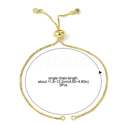 5Pcs Rack Plating Adjustable Brass Slider Bracelet Making MAK-FS0001-03G-1