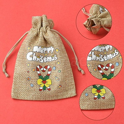 12Pcs 12 Styles Christmas Printed Burlap Packing Pouches Drawstring Bags ABAG-FS0001-03A-1