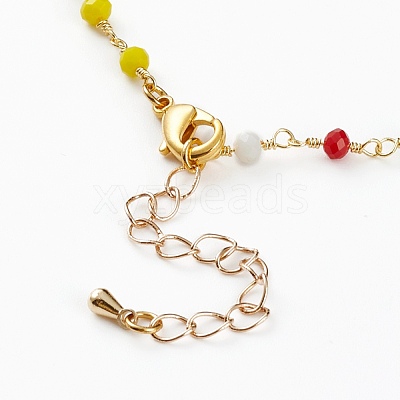 Faceted Glass Beaded Necklaces NJEW-JN03278-1