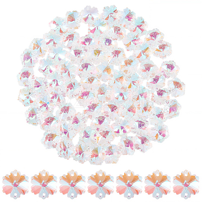 80Pcs Transparent Faceted Glass Connector Charms GLAA-SP0001-88C-02-1