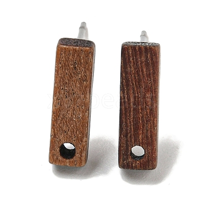 Walnut Wooden Stud Earrings Findings X-EJEW-B060-02B-1