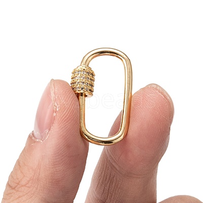 Brass Micro Pave Clear Cubic Zirconia Screw Carabiner Lock Charms ZIRC-T010-10-1