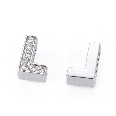 Alloy Initial Slide Charms with Grade A Rhinestones ALRI-R032-L-FF-1