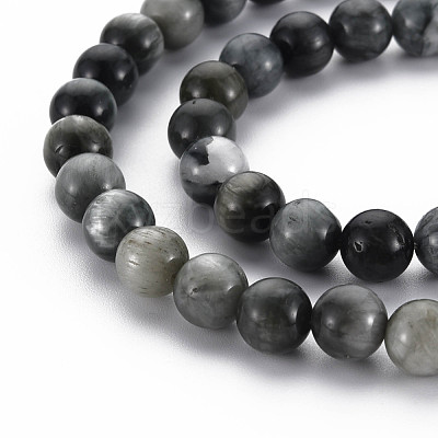 Natural Hawk's Eye Beads Strands G-S333-8mm-034-1
