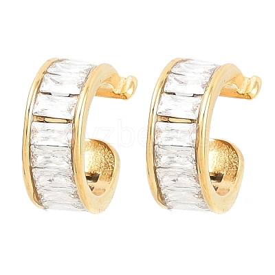 304 Stainless Steel Rhinestone Cuff Earrings for Women EJEW-A161-06G-01-1