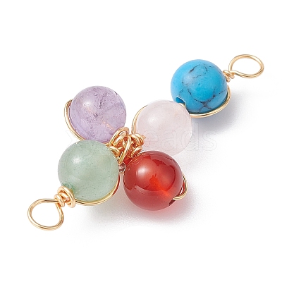 Mixed Gemstone Connector Charms PALLOY-JF02224-03-1