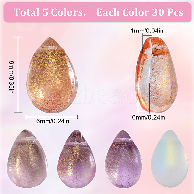 150Pcs 5 Colors Transparent Spray Painted Glass Charms GLAA-SC0001-93-1