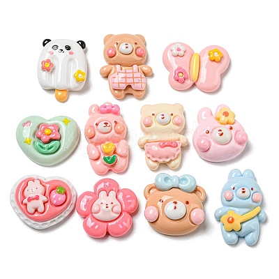 Opaque Resin Decoden Cabochons RESI-F052-B10-1
