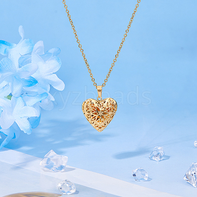 304 Stainless Steel Heart Locket Pendant Necklaces for Photo NJEW-WH0020-97C-1