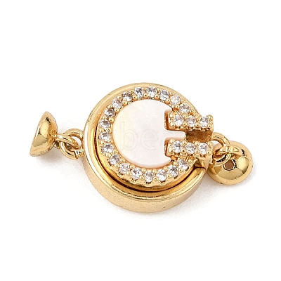 Brass Micro Pave Clear Cubic Zirconia Magnetic Clasps KK-C066-23G-1